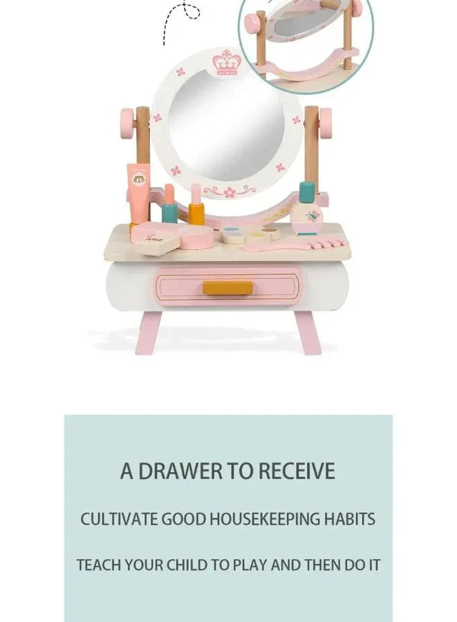 Wooden Mini Pink dressing Table Children's table and chair role-playing game Play as a family toy Fatio General Trading