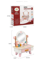 Wooden Mini Pink dressing Table Children's table and chair role-playing game Play as a family toy Fatio General Trading