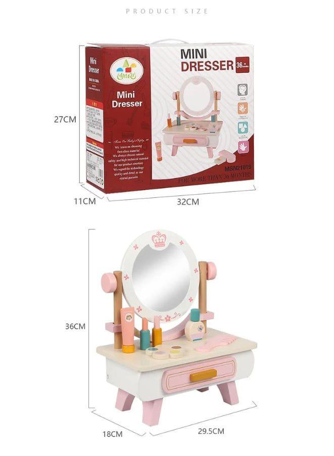 Wooden Mini Pink dressing Table Children's table and chair role-playing game Play as a family toy Fatio General Trading