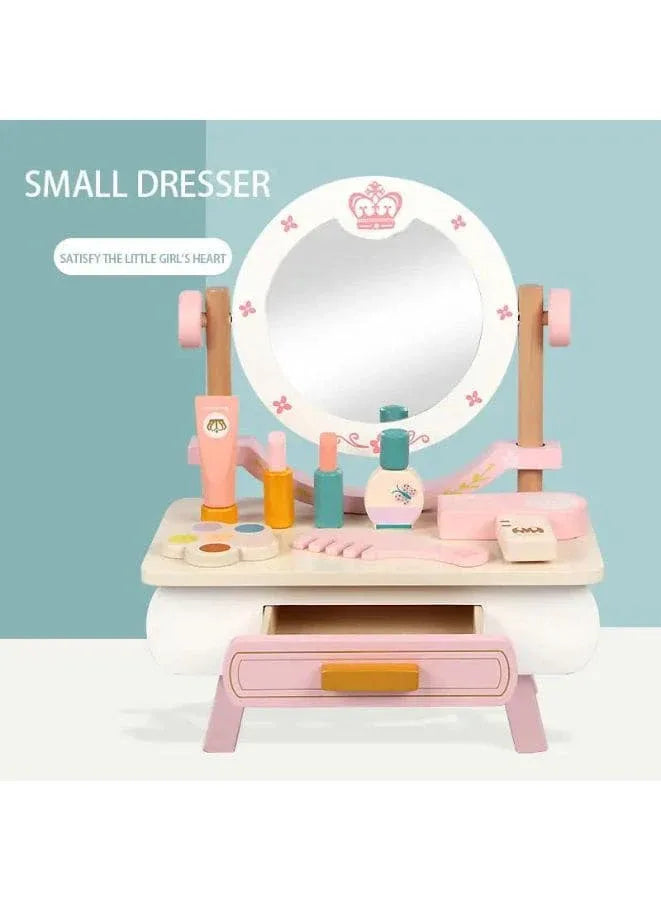 Wooden Mini Pink dressing Table Children's table and chair role-playing game Play as a family toy Fatio General Trading