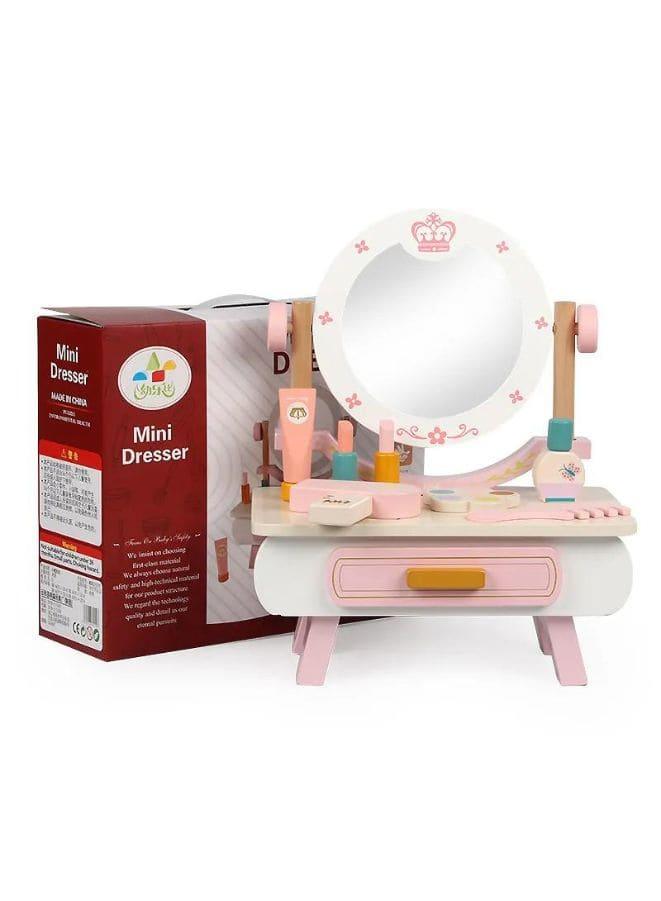 Wooden Mini Pink dressing Table Children's table and chair role-playing game Play as a family toy Fatio General Trading