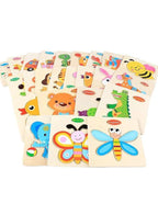 Wooden Puzzles for Kids Boys and Girls  Animals Set Birdie & Bee Fatio General Trading