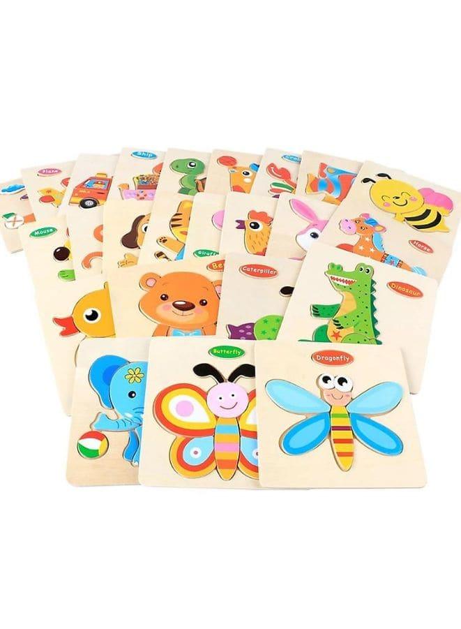 Wooden Puzzles for Kids Boys and Girls  Animals Set pack of 26 Fatio General Trading