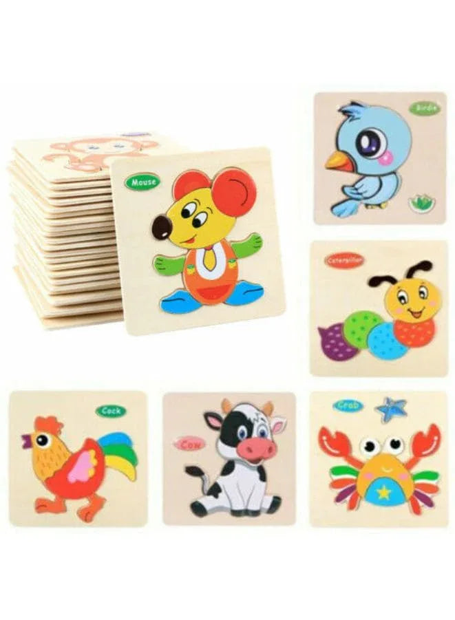 Wooden Puzzles for Kids Boys and Girls  Animals Set pack of 26 Fatio General Trading