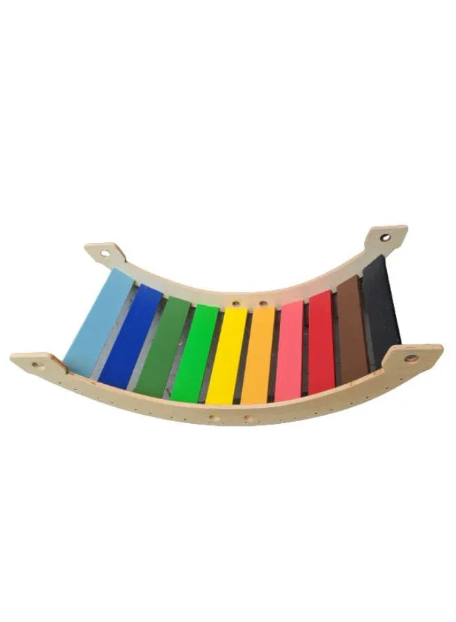 Wooden Ranibow Colored Rocker Balance Board for Kids aged 2 to 9, Wooden Kid's Furniture toy for Active Play Fatio General Trading