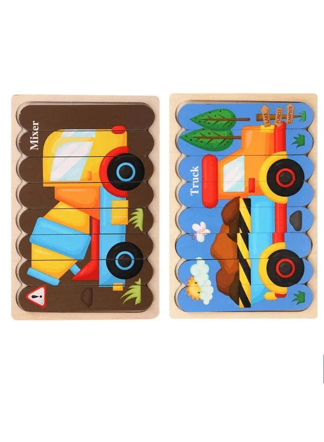 Wooden Toy 3D Double-sided Jigsaw Bar Puzzles Children’s Creative Story Stacking Matching Puzzle Early Educational Toys Fatio General Trading