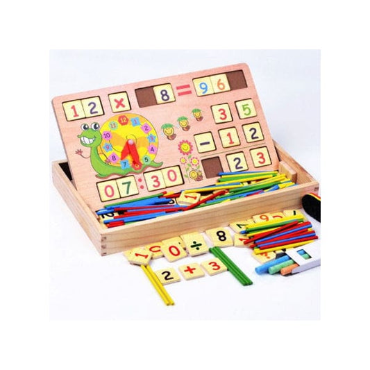 Wooden Toy for Alphabet, Math and General Skill Learning Educational Wooden Toy for kids, Wooden Educational Toy for Learning Math, Numbers, and General Skills (19 x 32 x 4 cm) Fatio General Trading