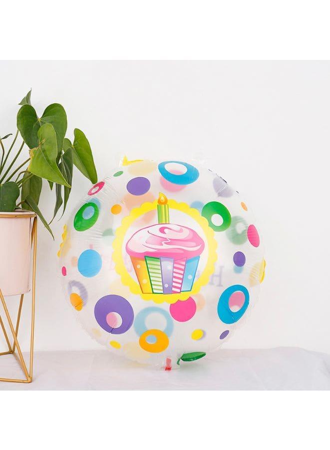 1 pc 18 Inch Birthday Party Balloons Large Size Cup Cake Happy Birthday Double Sided Foil Balloon Adult & Kids Party Theme Decorations for Birthday, Anniversary, Baby Shower Fatio General Trading