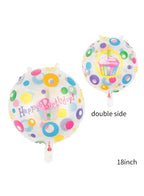 1 pc 18 Inch Birthday Party Balloons Large Size Cup Cake Happy Birthday Double Sided Foil Balloon Adult & Kids Party Theme Decorations for Birthday, Anniversary, Baby Shower Fatio General Trading