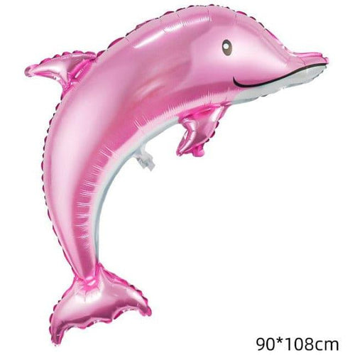 1 pc  Birthday Party Balloons Large Size Dolphin Foil Balloon Adult & Kids Party Theme Decorations for Birthday, Anniversary, Baby Shower, Pink Fatio General Trading