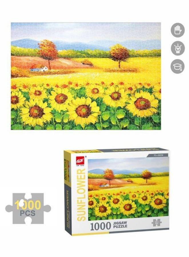 1000 Piece Sunflower Field Jigsaw Puzzle with Unique Artwork for Kids And Adults Fatio General Trading