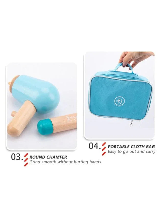 18Pcs Wood Hairdressing Beauty Salon Set, Makeup Toys Set Safe Simulation Haircut Makeup Pretend Play Toy for Kids - Fatio General Trading