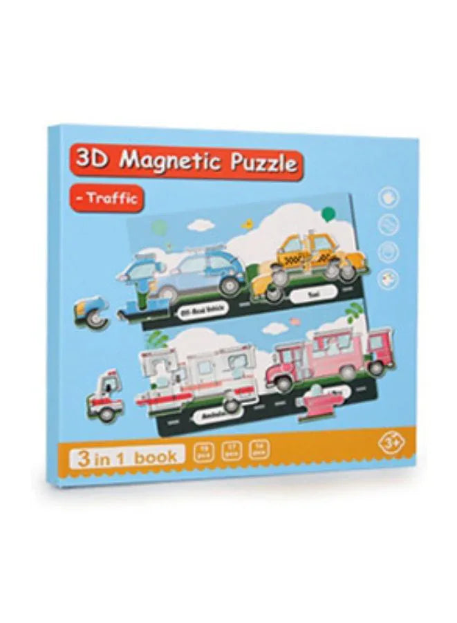 Montessori Magnetic Cardboard Puzzle Book Toys Durable Reusable Paper Puzzles for Visual Cognitive Training Traffic Fatio General Trading