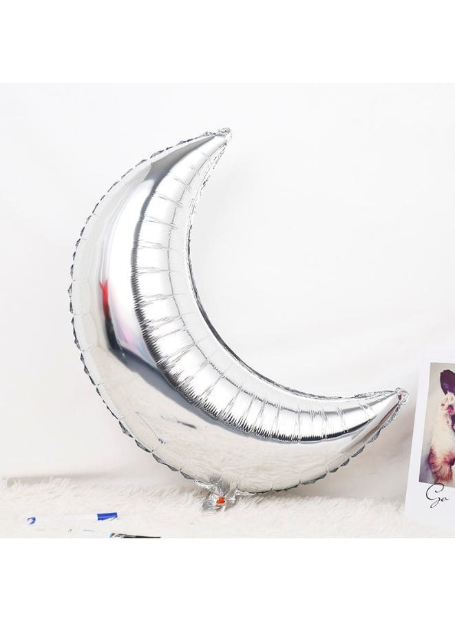 2 pc 28 Inch Birthday Party Balloons Large Size Moon Foil Balloon Adult & Kids Party Theme Decorations for Birthday, Anniversary, Baby Shower, Silver - Fatio General Trading