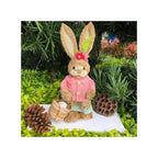 2 Pcs 35cm Handmade Straw Rabbit Straw Bunny for Easter Day Artificial Animal Home Furnishing Shop Decoration, Combo 1 - Fatio General Trading