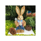 2 Pcs 35cm Handmade Straw Rabbit Straw Bunny for Easter Day Artificial Animal Home Furnishing Shop Decoration, Combo 1 - Fatio General Trading
