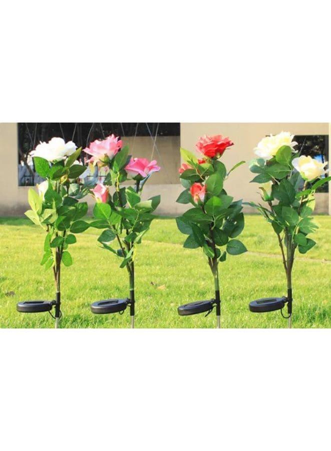 2 Pcs Beautiful Romantic Waterproof Solar Powered 3 LED Simulation Rose Flower Light Lamp Landscape Lighting With Stake For Outdoor Garden Yard Lawn Path Balcony Party Decoration, Yellow - Fatio General Trading