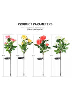2 Pcs Beautiful Romantic Waterproof Solar Powered 3 LED Simulation Rose Flower Light Lamp Landscape Lighting With Stake For Outdoor Garden Yard Lawn Path Balcony Party Decoration, White - Fatio General Trading