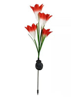 2 Pcs Beautiful Romantic Waterproof Solar Powered LED Simulation Lily Flower Light Lamp Landscape Lighting With Stake For Outdoor Garden Yard Lawn Path Balcony Party Decoration, Red - Fatio General Trading