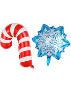 2 pcs Christmas Decoration Foil Balloon Party Supplies for parties, celebrations, and decorating (Candy Cane & Snowflake) - Fatio General Trading