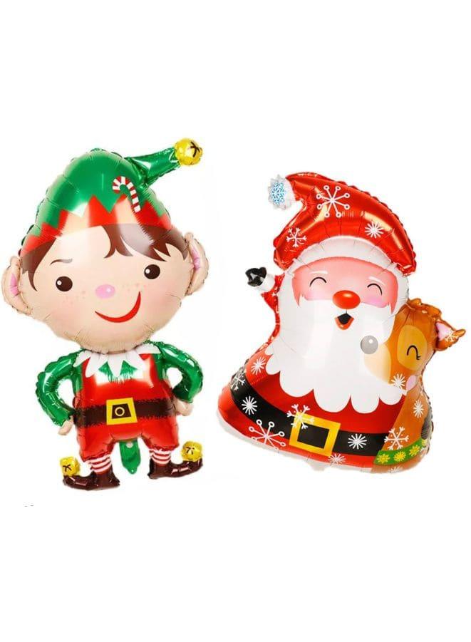 2 pcs Christmas Decoration Foil Balloon Party Supplies for parties, celebrations, and decorating (Santa Claus & Elf) - Fatio General Trading