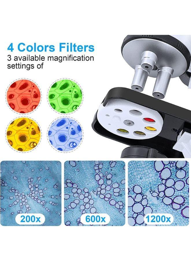 Microscope Basic Filters 200X-1200X Microscope for Kids with 4 Colored Filters