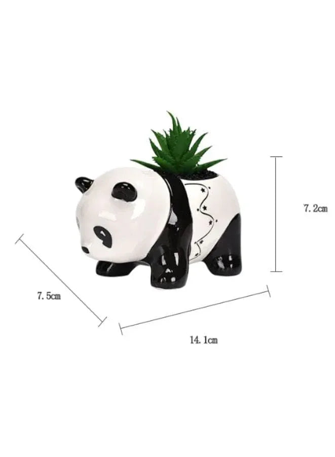 3 Pcs Lovely Panda Succulent Ceramic Indoor Flower Pots Cute Animal Mini Green Plant Basin Plant Pot Home Interior Design Fairy Gardening (Plants NOT Included) - Fatio General Trading