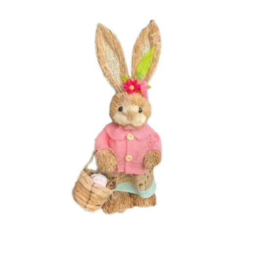 35cm Handmade Straw Rabbit Straw Bunny for Easter Day Artificial Animal Home Furnishing Shop Decoration, Bunny 13 - Fatio General Trading