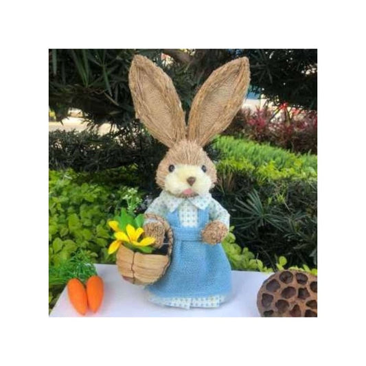 35cm Handmade Straw Rabbit Straw Bunny for Easter Day Artificial Animal Home Furnishing Shop Decoration, Bunny 15 - Fatio General Trading