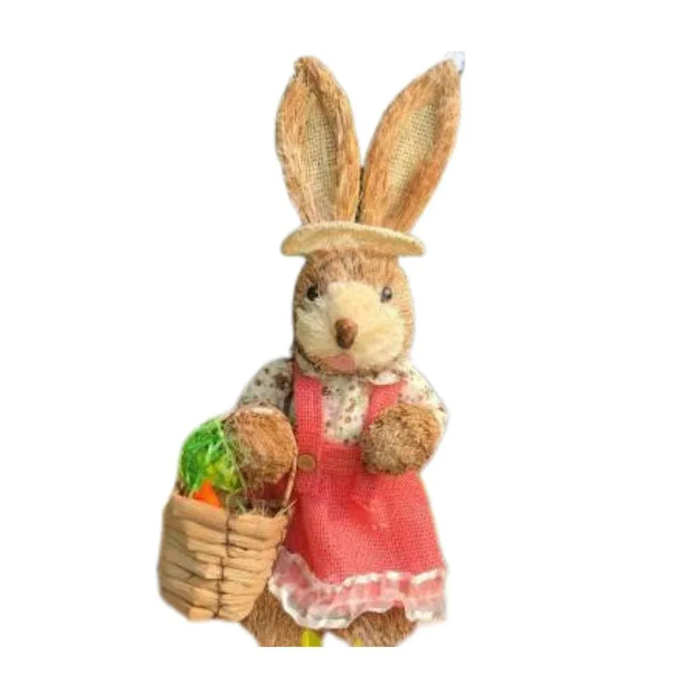 35cm Handmade Straw Rabbit Straw Bunny for Easter Day Artificial Animal Home Furnishing Shop Decoration, Bunny 4 - Fatio General Trading