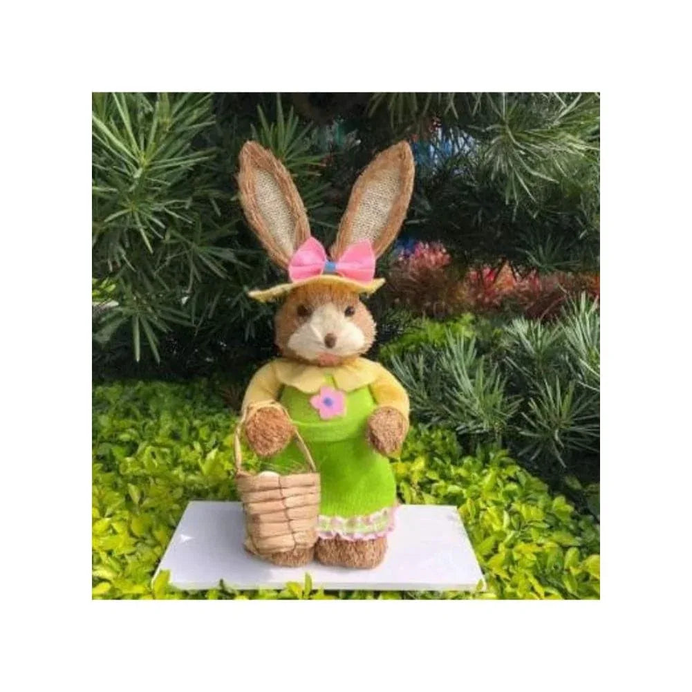35cm Handmade Straw Rabbit Straw Bunny for Easter Day Artificial Animal Home Furnishing Shop Decoration, Bunny 8 - Fatio General Trading