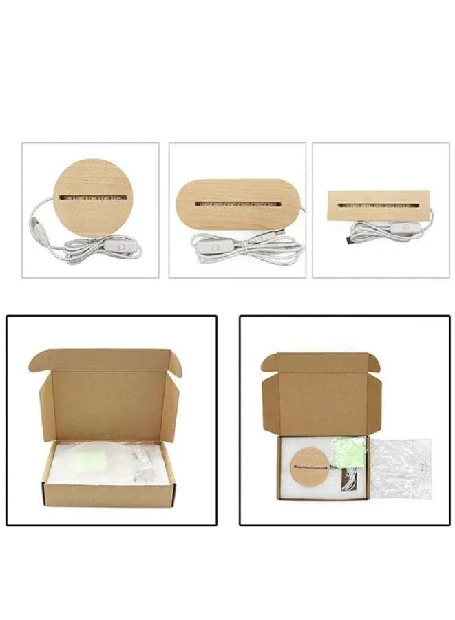 3D Acrylic Night Light Table Lamp with Wooden Base, Best Gift for Birthday, Anniversary, and Home Decor (Loving Cat and Dog) - Fatio General Trading