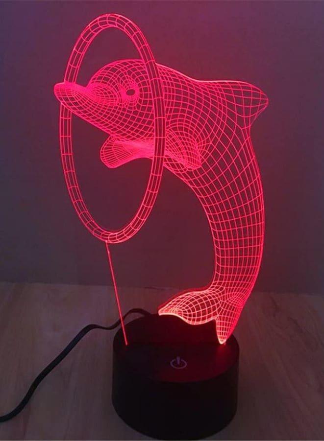 3D Dolphin Shape Night Light Touch Table Desk Optical Illusion Lamps 7 Color Changing Lights Home Decoration Xmas Birthday Gift - Fatio General Trading