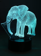 3D Elephant Shape Night Light Touch Table Desk Optical Illusion Lamps 7 Color Changing Lights Home Decoration Xmas Birthday Gift - Fatio General Trading