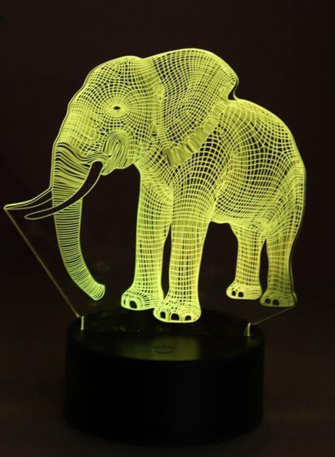 3D Elephant Shape Night Light Touch Table Desk Optical Illusion Lamps 7 Color Changing Lights Home Decoration Xmas Birthday Gift - Fatio General Trading