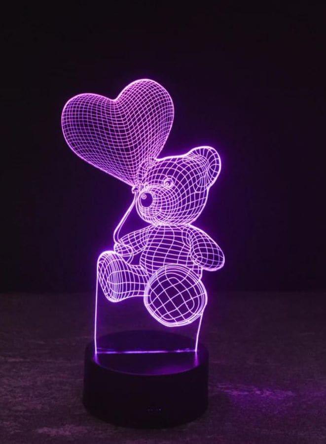 3D Teddy Bear Shape Night Light Touch Table Desk Optical Illusion Lamps 7 Color Changing Lights Home Decoration Xmas Birthday Gift - Fatio General Trading