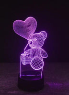 3D Teddy Bear Shape Night Light Touch Table Desk Optical Illusion Lamps 7 Color Changing Lights Home Decoration Xmas Birthday Gift - Fatio General Trading