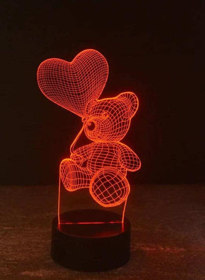 3D Teddy Bear Shape Night Light Touch Table Desk Optical Illusion Lamps 7 Color Changing Lights Home Decoration Xmas Birthday Gift - Fatio General Trading