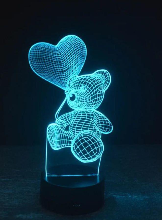 3D Teddy Bear Shape Night Light Touch Table Desk Optical Illusion Lamps 7 Color Changing Lights Home Decoration Xmas Birthday Gift - Fatio General Trading