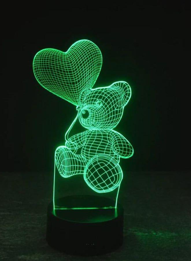 3D Teddy Bear Shape Night Light Touch Table Desk Optical Illusion Lamps 7 Color Changing Lights Home Decoration Xmas Birthday Gift - Fatio General Trading