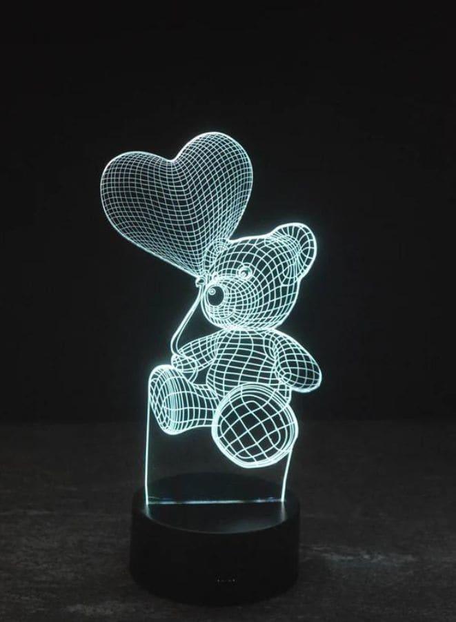 3D Teddy Bear Shape Night Light Touch Table Desk Optical Illusion Lamps 7 Color Changing Lights Home Decoration Xmas Birthday Gift - Fatio General Trading