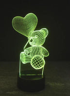 3D Teddy Bear Shape Night Light Touch Table Desk Optical Illusion Lamps 7 Color Changing Lights Home Decoration Xmas Birthday Gift - Fatio General Trading