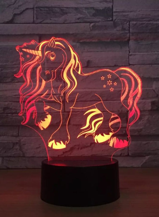 3D Unicorn Shape Night Light Touch Table Desk Optical Illusion Lamps 7 Color Changing Lights Home Decoration Xmas Birthday Gift - Fatio General Trading
