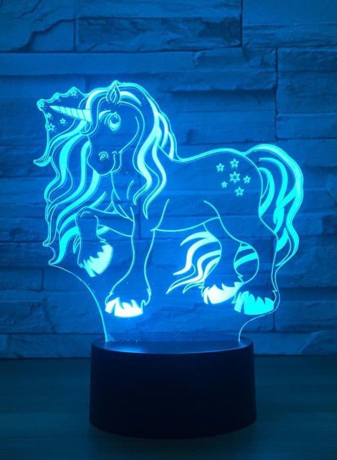 3D Unicorn Shape Night Light Touch Table Desk Optical Illusion Lamps 7 Color Changing Lights Home Decoration Xmas Birthday Gift - Fatio General Trading