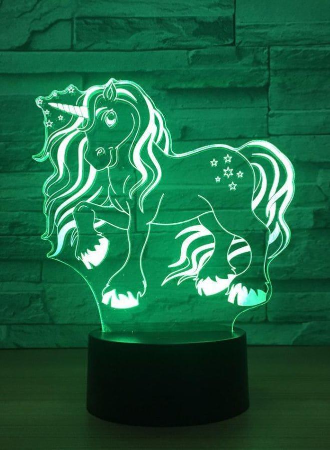 3D Unicorn Shape Night Light Touch Table Desk Optical Illusion Lamps 7 Color Changing Lights Home Decoration Xmas Birthday Gift - Fatio General Trading