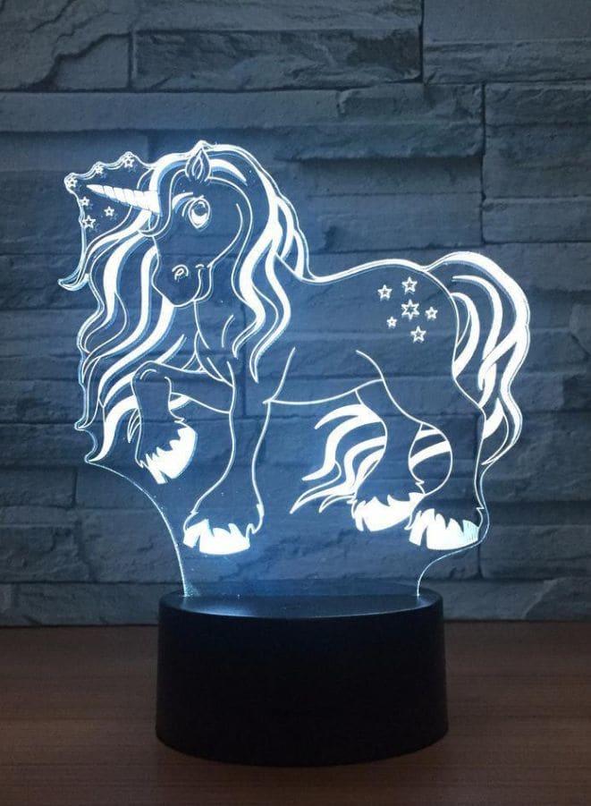 3D Unicorn Shape Night Light Touch Table Desk Optical Illusion Lamps 7 Color Changing Lights Home Decoration Xmas Birthday Gift - Fatio General Trading