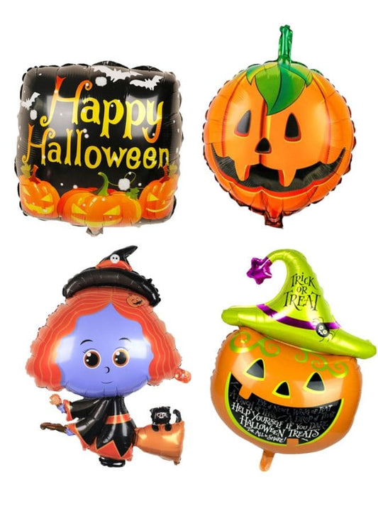 4 pc Birthday Party Balloons Large Size Halloween Set Foil Balloon Adult & Kids Party Theme Decorations for Birthday, Anniversary, Baby Shower - Fatio General Trading