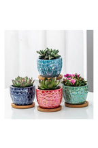 4 Pcs Ceramic Flowerpot Set Succulent Plant Pots Nordic Simple Style Design Planter Cactus Flower Pot With Tray Home Interior Design, Garden Décor Gift (Plants NOT Included) - Fatio General Trading