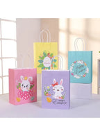 4 PCS Easter Bunny Gift Bags, Easter Party Favor Bags with Handles, Happy Easter Easter Gift Bags for Kids, Party Supplies Favors, Gift Wrapping - Fatio General Trading