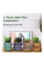 4 Pcs Succulent Plant Pots Small Modern Ceramic Indoor Flower Pots with Bamboo Tray for Cactus Herbs Home Interior Design 6 (Plants Not Included) - Fatio General Trading